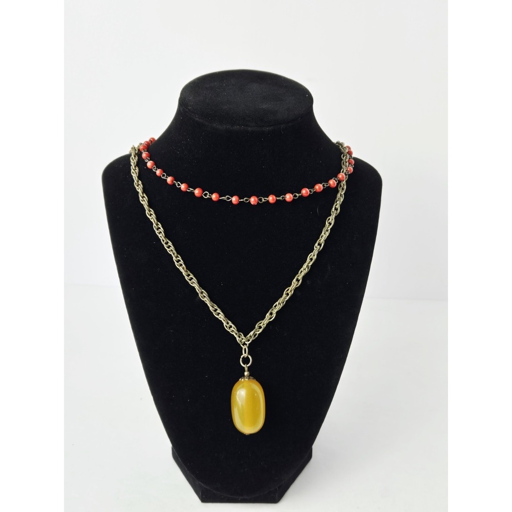 Earthbound Trading Co necklace double chain‎ stone pendent
